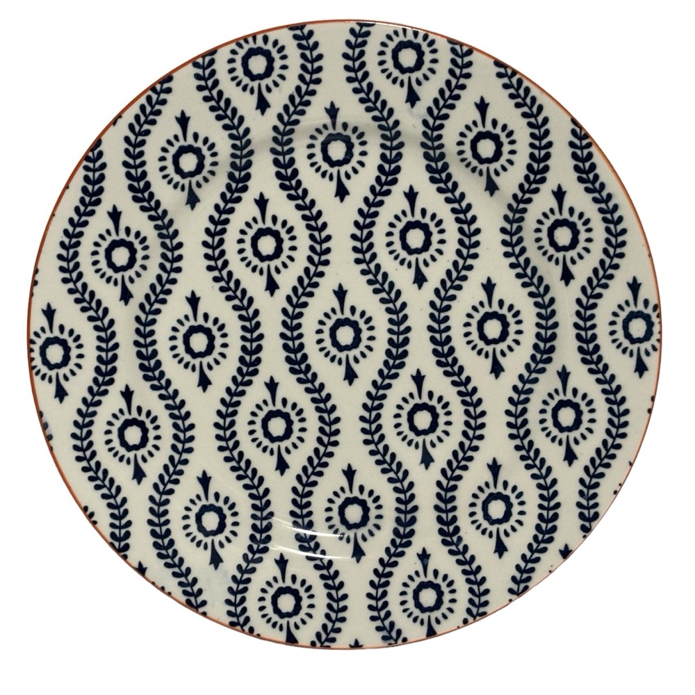 2 Baum Brothers Tangiers Navy Blue & white 8 in salad plates LIKE NEW